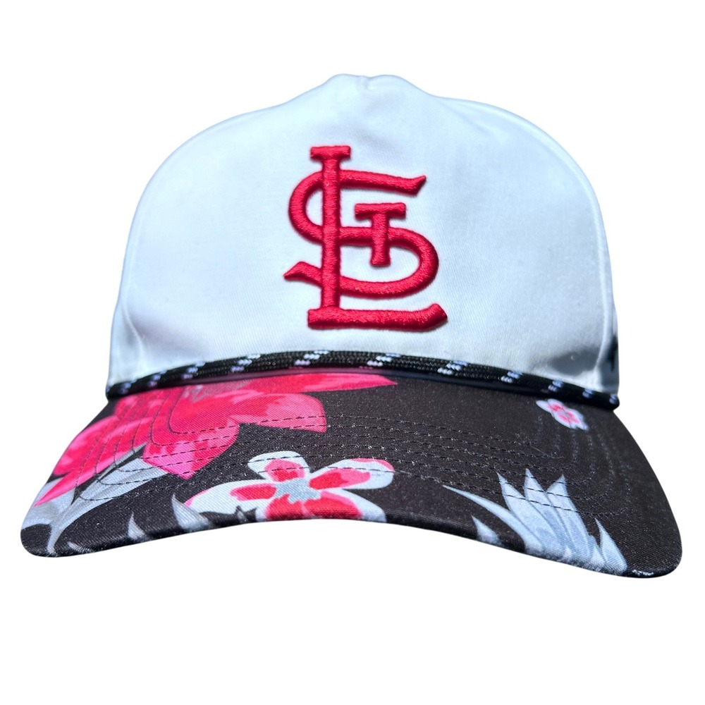 St. Louis Cardinals Hat Women's OSFA White Floral Tropical Snapback '47 Brand‎